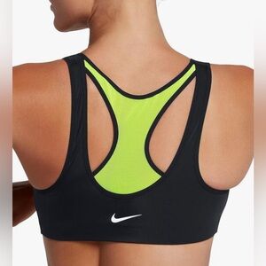 Nike Dri-Fit Front Zip Racer Back Black Neon Sport Bra Running Bra Size M